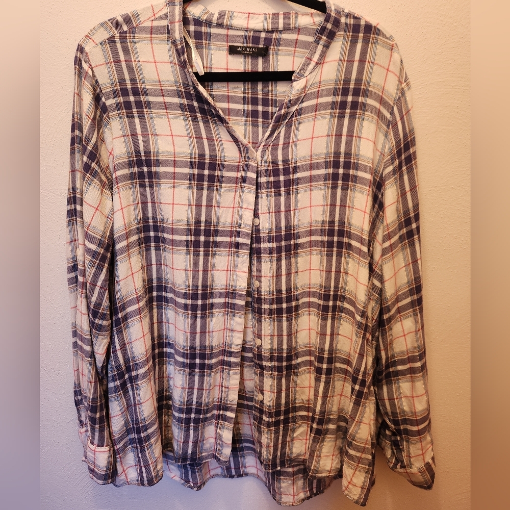 Max Jeans Plaid Button-Down Shirt Size 1X